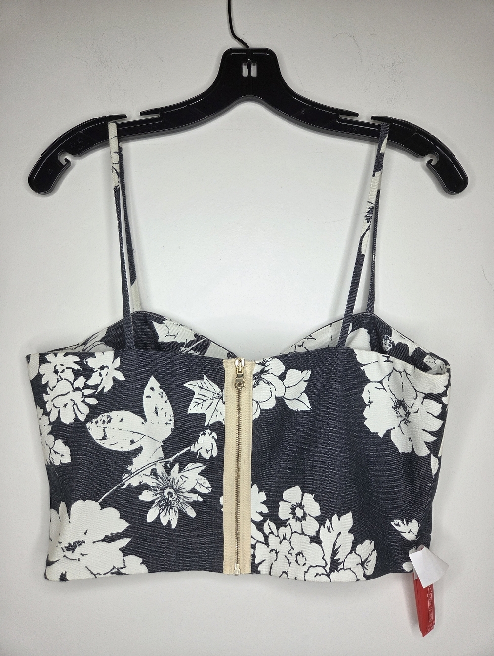L'AGENCE Black and White Floral Bustier Crop Top - Picture 2 of 9